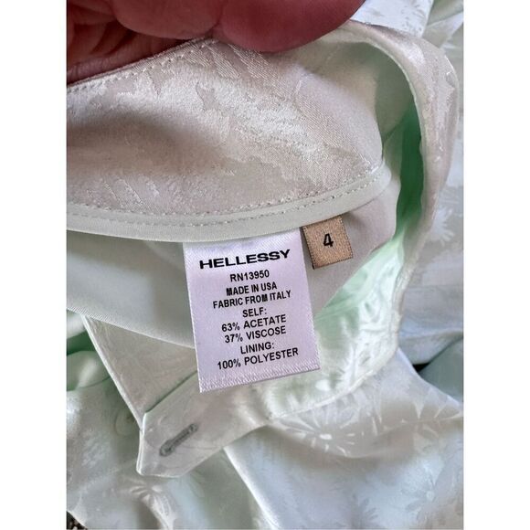 HELLESSY Floral Print Satin Pants in Mint Green Size 4 - Picture 10 of 10